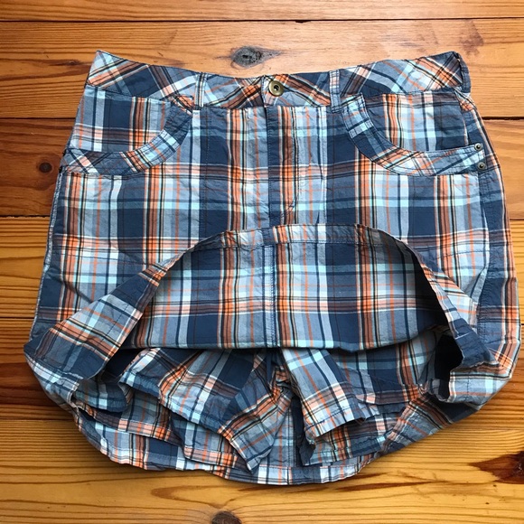 French Cuff Blue Orange Plaid Skort, EUC, 16W - Picture 7 of 11